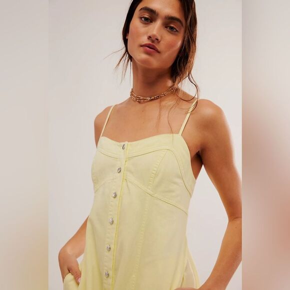 FREE PEOPLE Just Jill Yellow Dress NWT XS - Picture 2 of 6